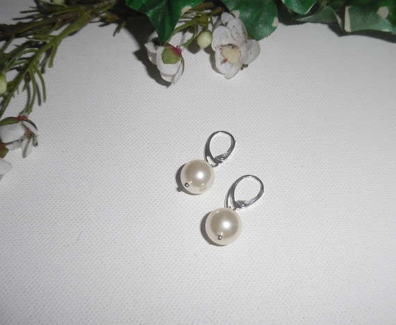 Boucles d'oreilles en perles de culture  sur dormeuses en argent 925