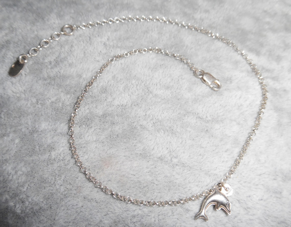 Fußkette/Armband mit Delfin an einer Kette Silber 925