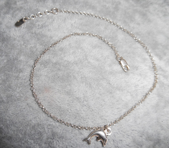 Fußkette/Armband mit Delfin an einer Kette Silber 925