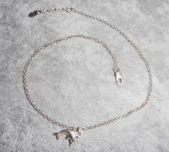 Fußkette/Armband mit Delfin an einer Kette Silber 925