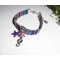 Buntes Stoffarmband mit Seepferdchen und violetten Seesternen