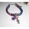 Buntes Stoffarmband mit Seepferdchen und violetten Seesternen