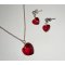 Parure Pendentif coeur rouge en cristal de Swarovski sur chaine argent 925