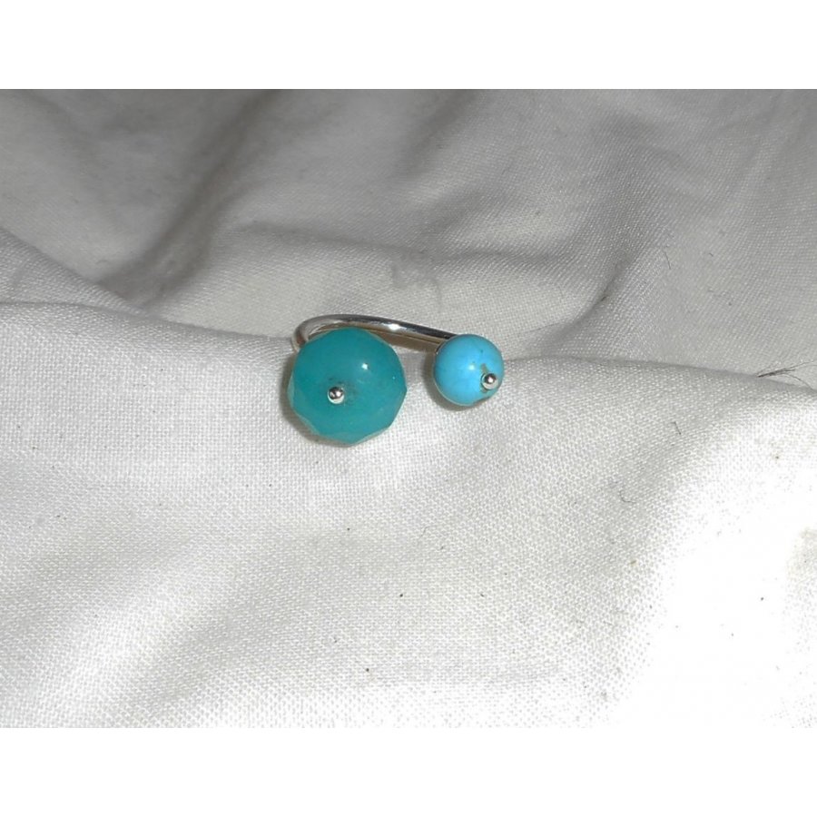 Original Doppelring mit blauen Steinen aus Jade und Turquenit und 925er Silber