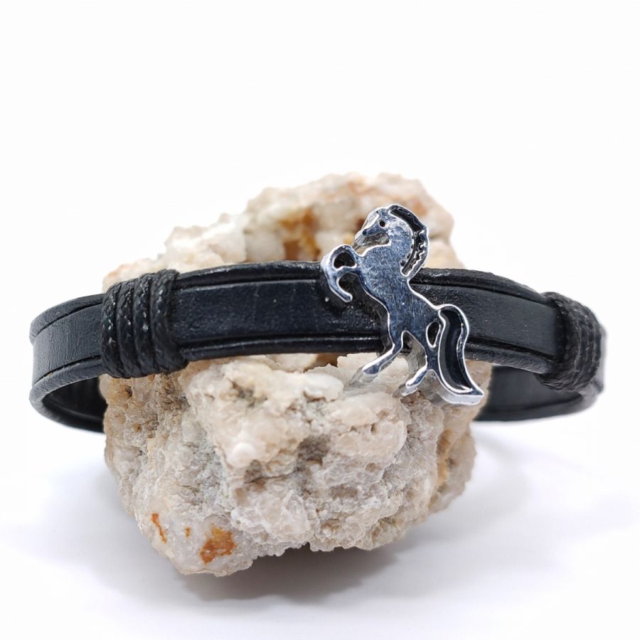 Armband Pferd an Lederkordel 