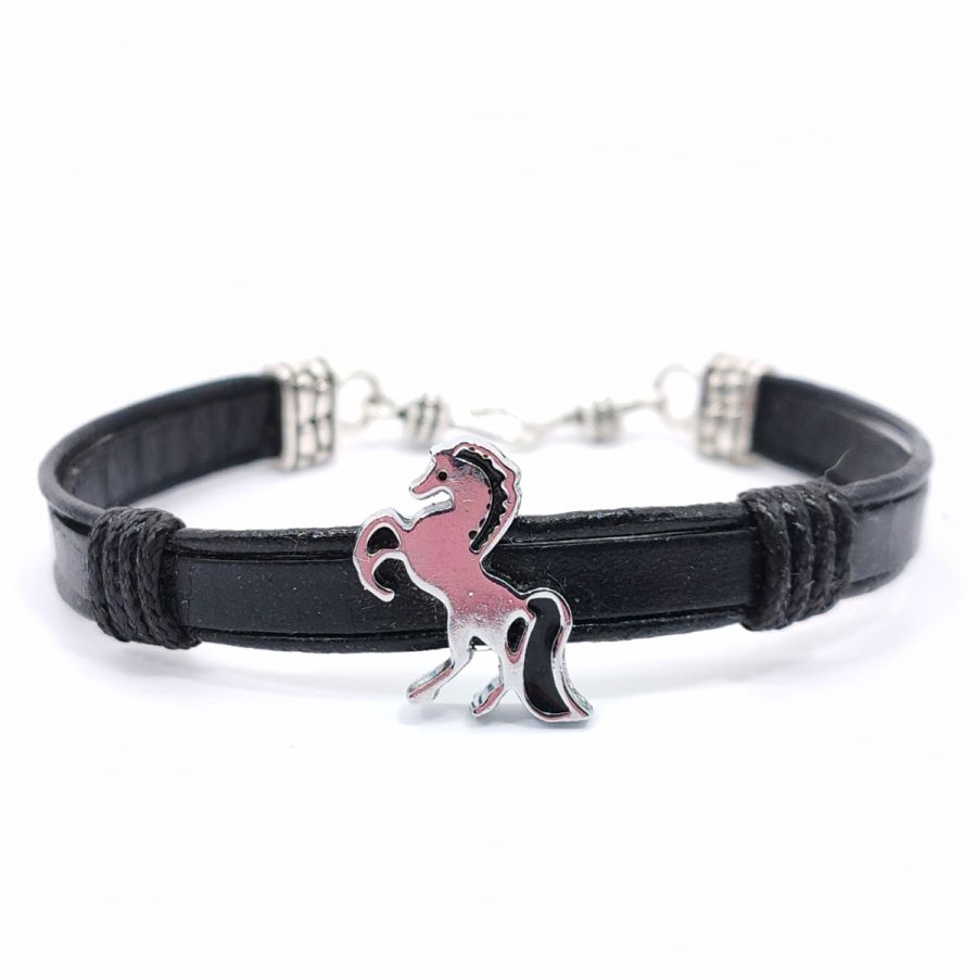 Armband Pferd an Lederkordel 