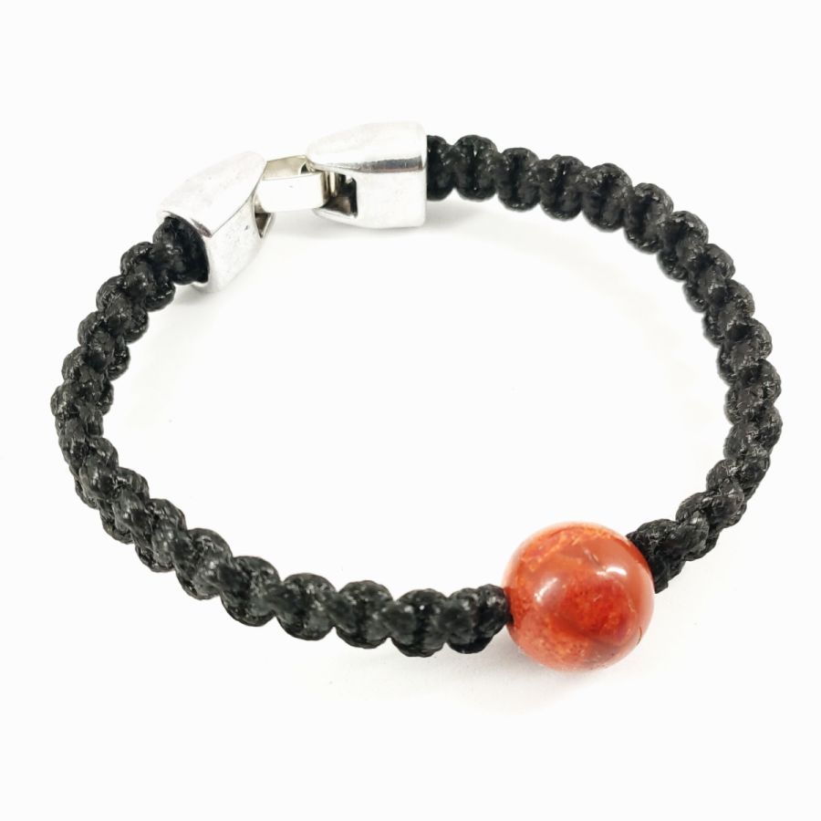 Armband aus gewebtem Seil mit orangefarbener Gorgonienperle