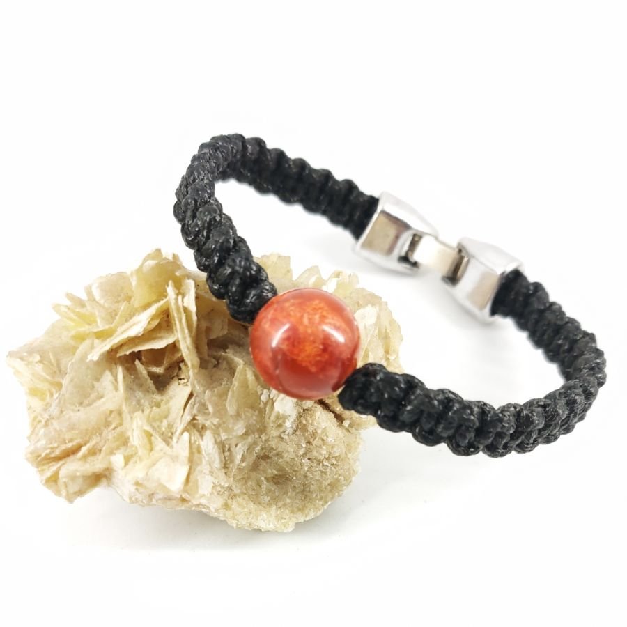 Armband aus gewebtem Seil mit orangefarbener Gorgonienperle