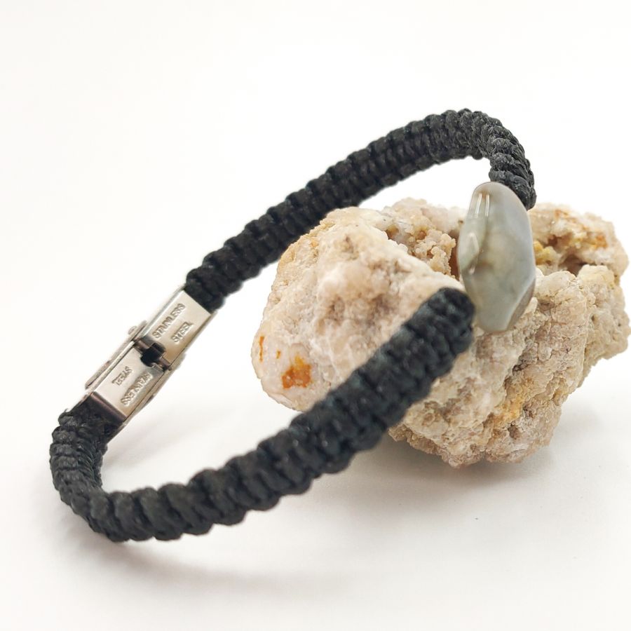 Armband aus gewebtem Seil mit blauem Achatstein