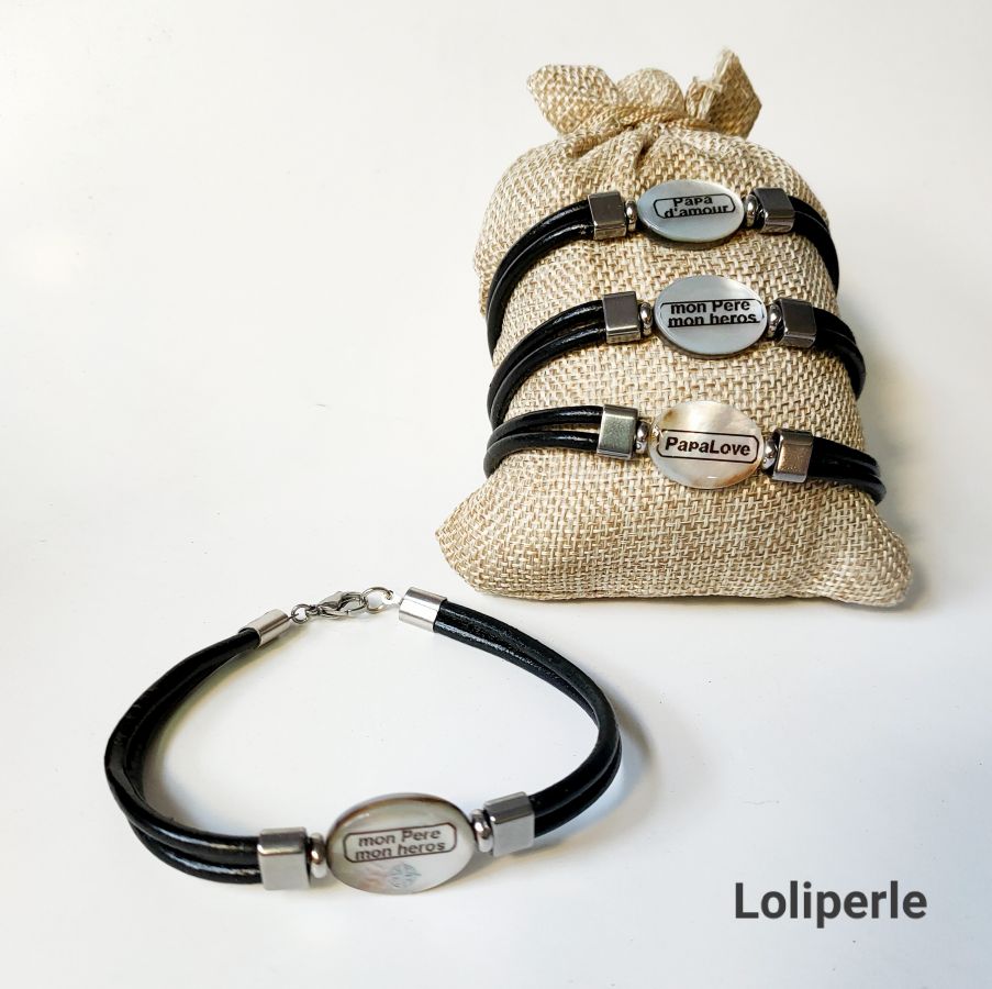 Perlmuttarmband personalisiert auf Leder