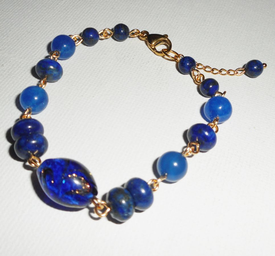 Murano Glas und blauem Halbedelstein Armband