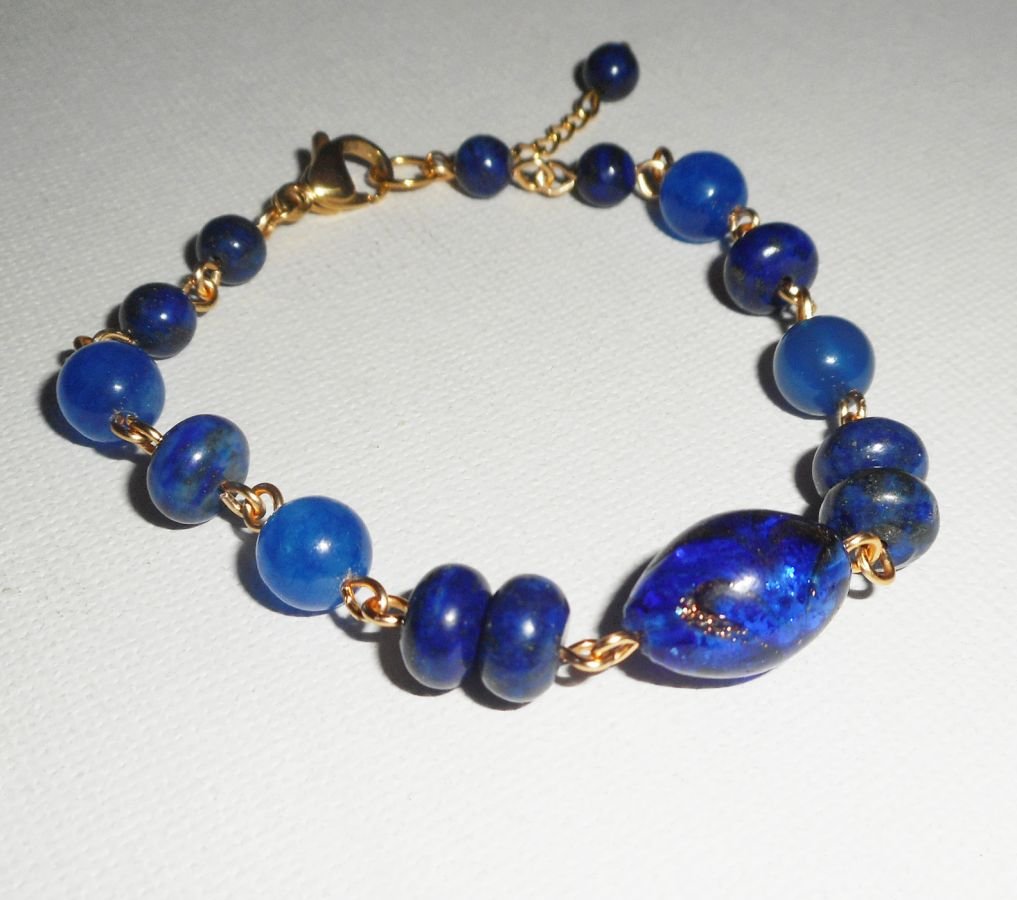 Murano Glas und blauem Halbedelstein Armband