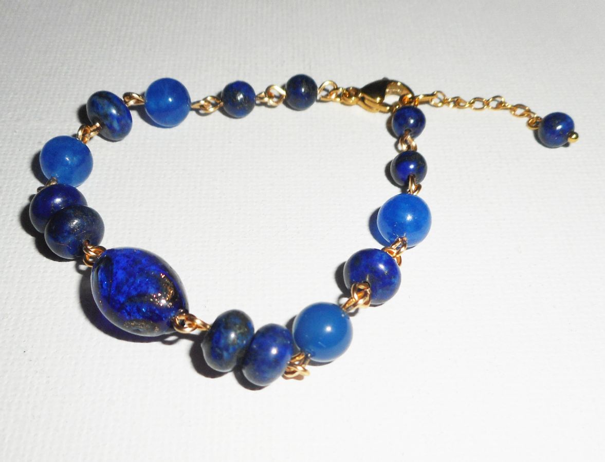 Murano Glas und blauem Halbedelstein Armband