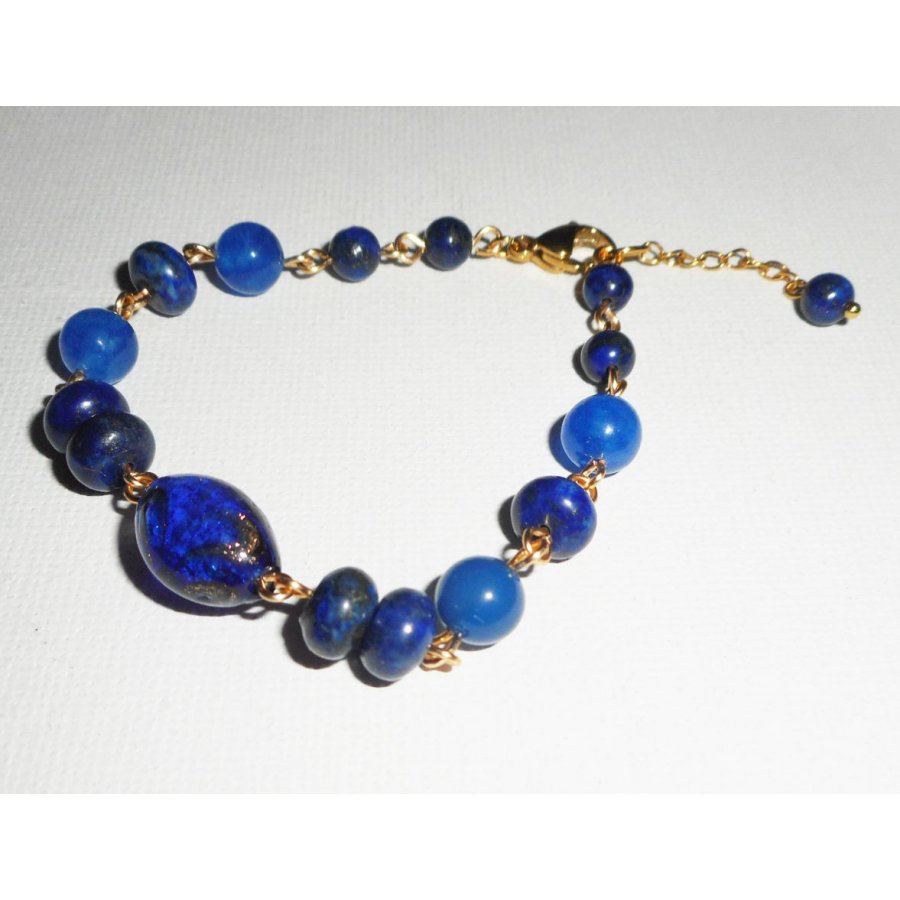 Murano Glas und blauem Halbedelstein Armband