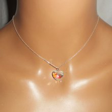 Weißer Herzanhänger AB aus Swarovski-Kristall an einer Kette aus 925er Silber