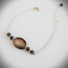 Armband aus Abalone und grauem Labradorit an einer Kette aus Silber 925